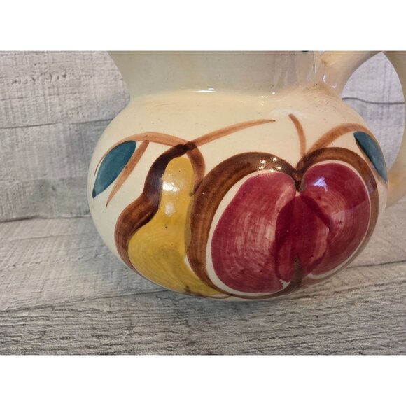 Vintage Purinton Hand-Painted Ceramic Pitcher With Fruit Design Retro Kitchen De - Picture 2 of 6